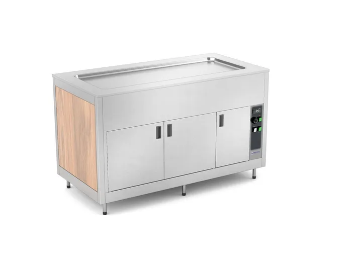 BUFETE AR APSILDĀMU NERŪSĒJOŠĀ TĒRAUDA VIRSMU UN AR VENTILATORU APSILDĀMU APAKŠĒJO NODALĪJUMU OMNIA 3PC-IN/SC